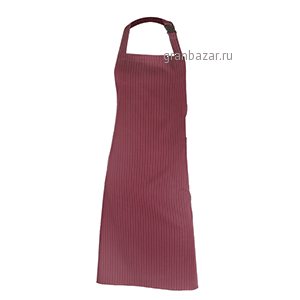 Фартук с грудкой и карманом, в полоску; полиэстер,хлопок; L=92,B=70см; бордо,белый POV 