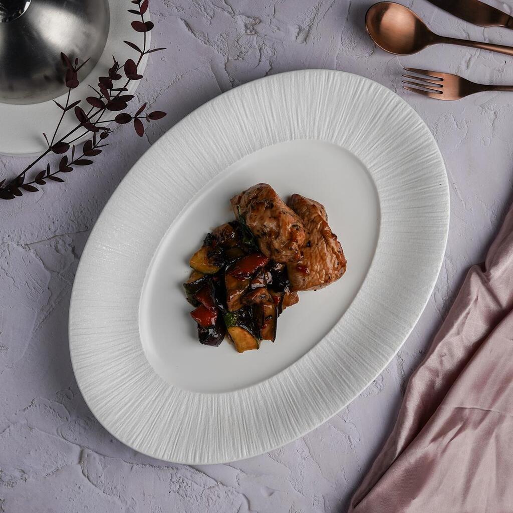 Блюдо Frost White Moon 368х268 мм h40 мм овальное для подачи фарфор P.L. Proff Cuisine ZA0385-14.5-ME
