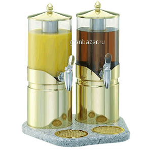 Диспенсер д/сока двойной 2.5л*2; сталь нерж.; золотой,прозр. Frilich EK 050 G