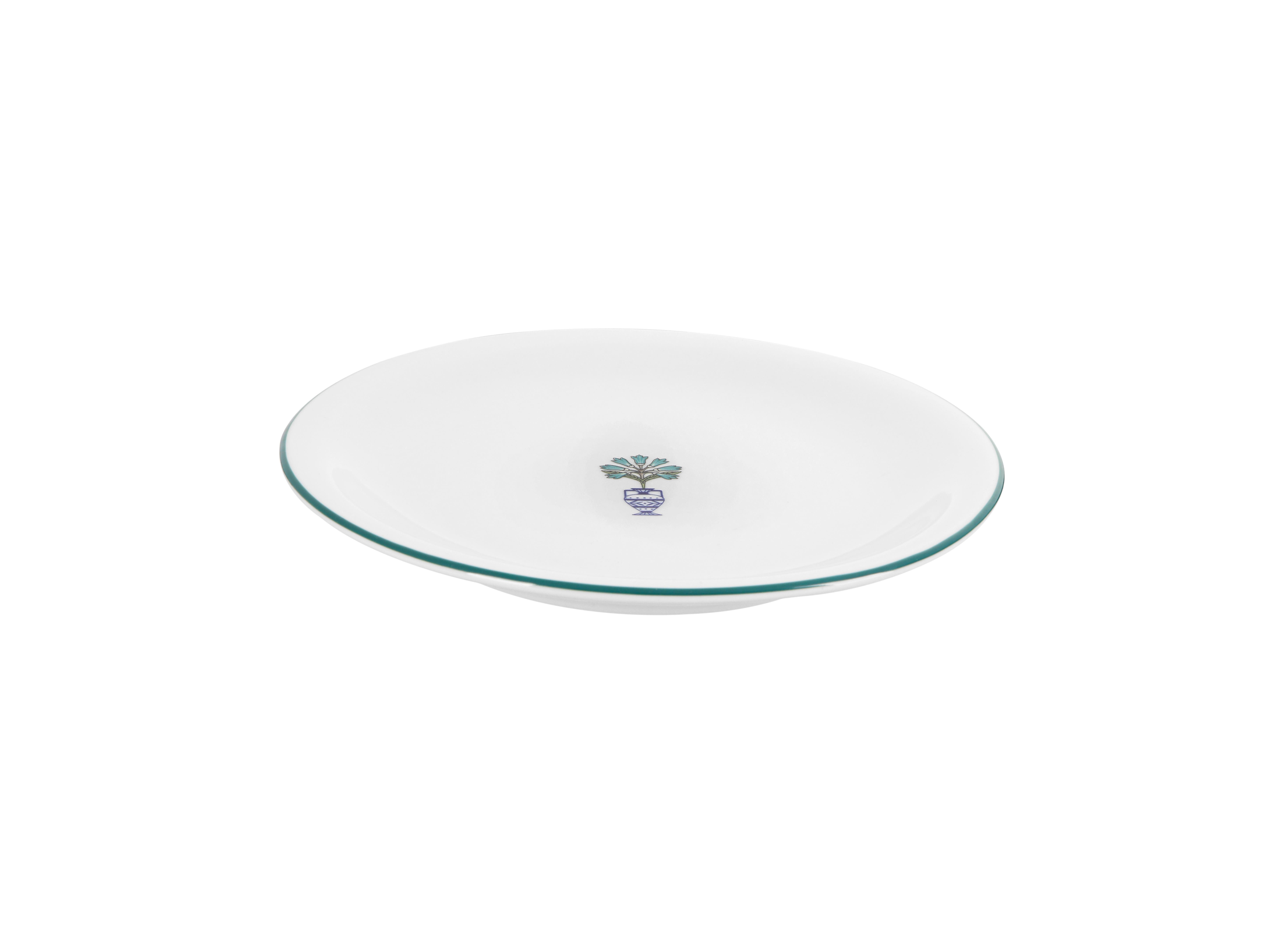Тарелка мелкая Vaso Piccolo 180 мм, кант зеленый, Porland DS13