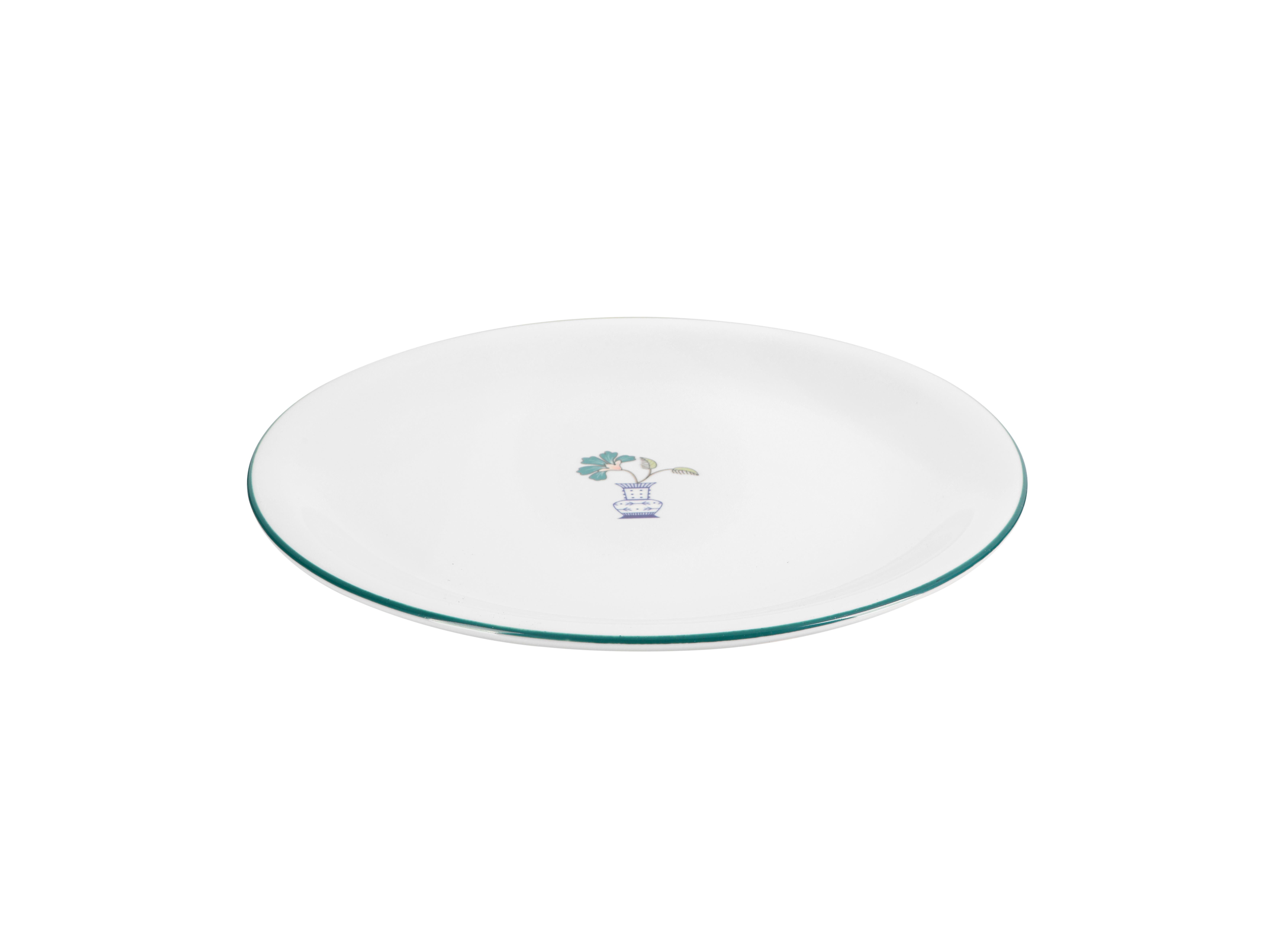 Тарелка мелкая Vaso Piccolo 280 мм, кант зеленый, Porland DS18