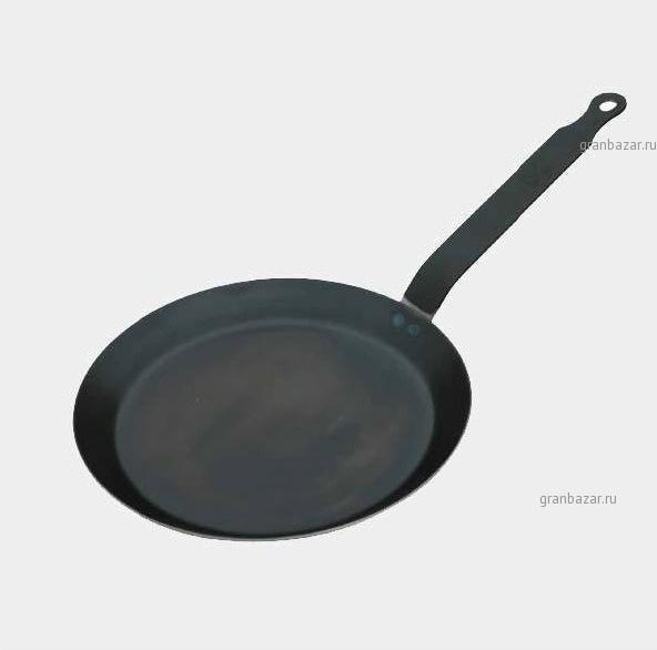 Сковорода голуб.сталь; d=24,h=2.5,l=43см; металлич. De Buyer 5303.24