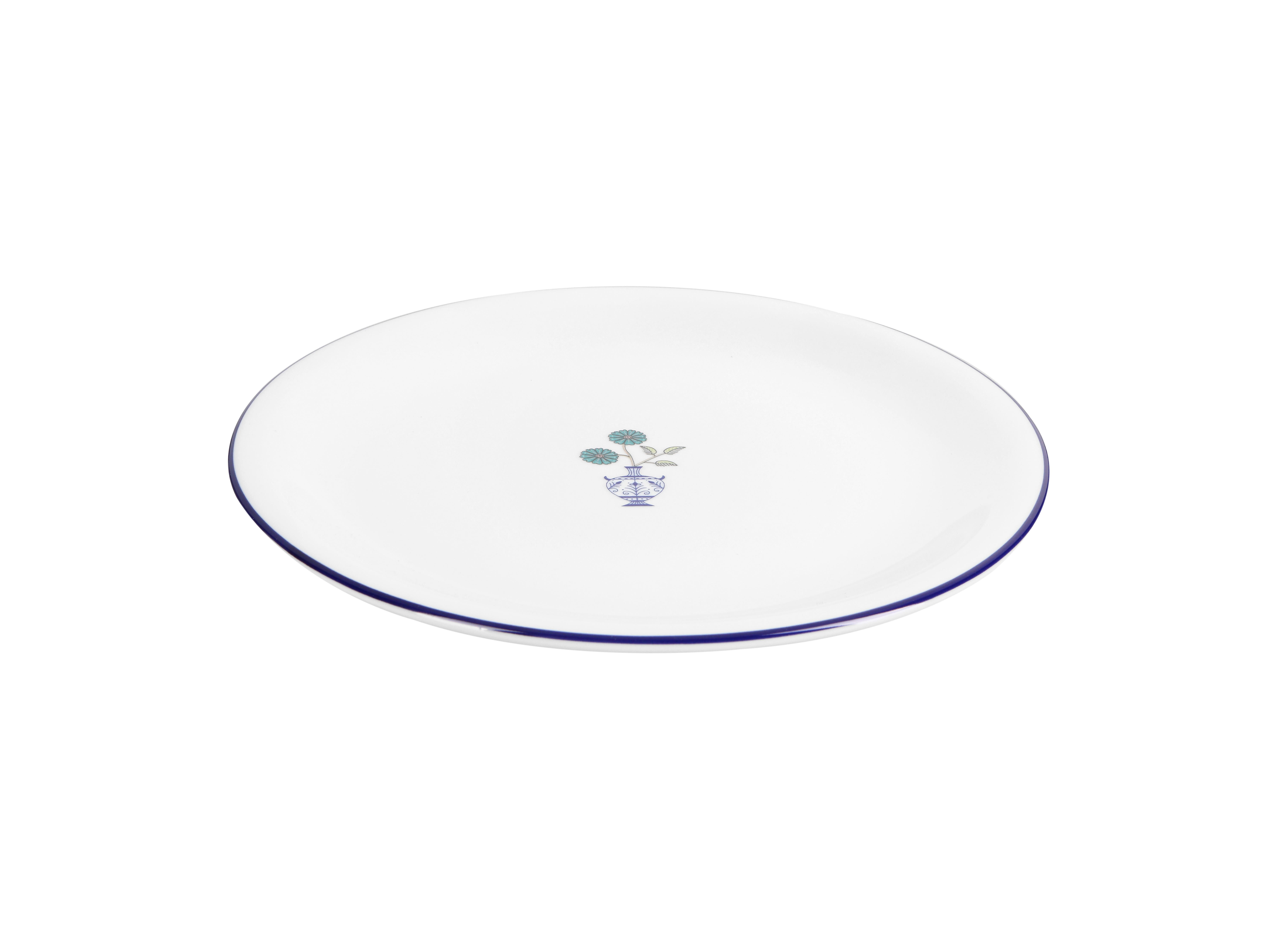 Тарелка мелкая Vaso Piccolo 280 мм, кант синий, Porland DS17