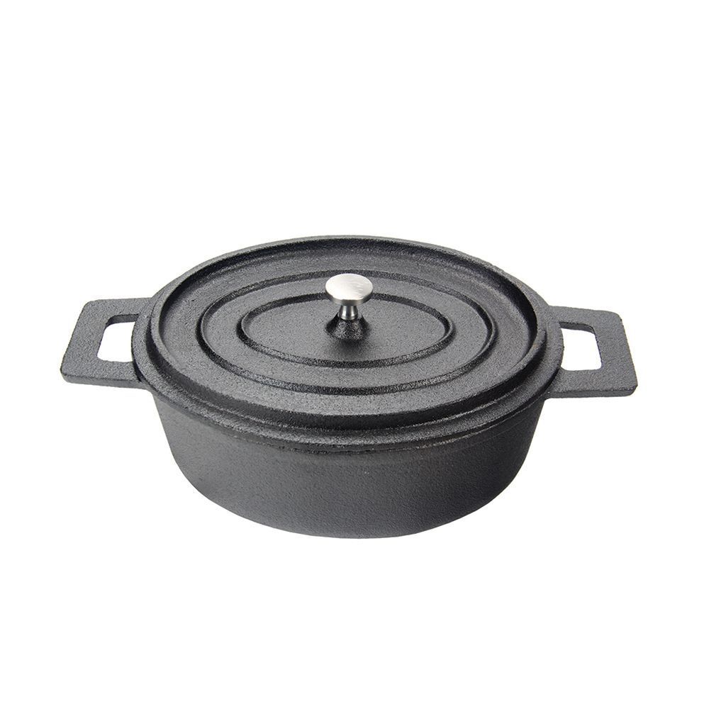 Кастрюля порционная с крышкой овальная 180х140 мм, чугун, P.L. Proff Cuisine 15701-18