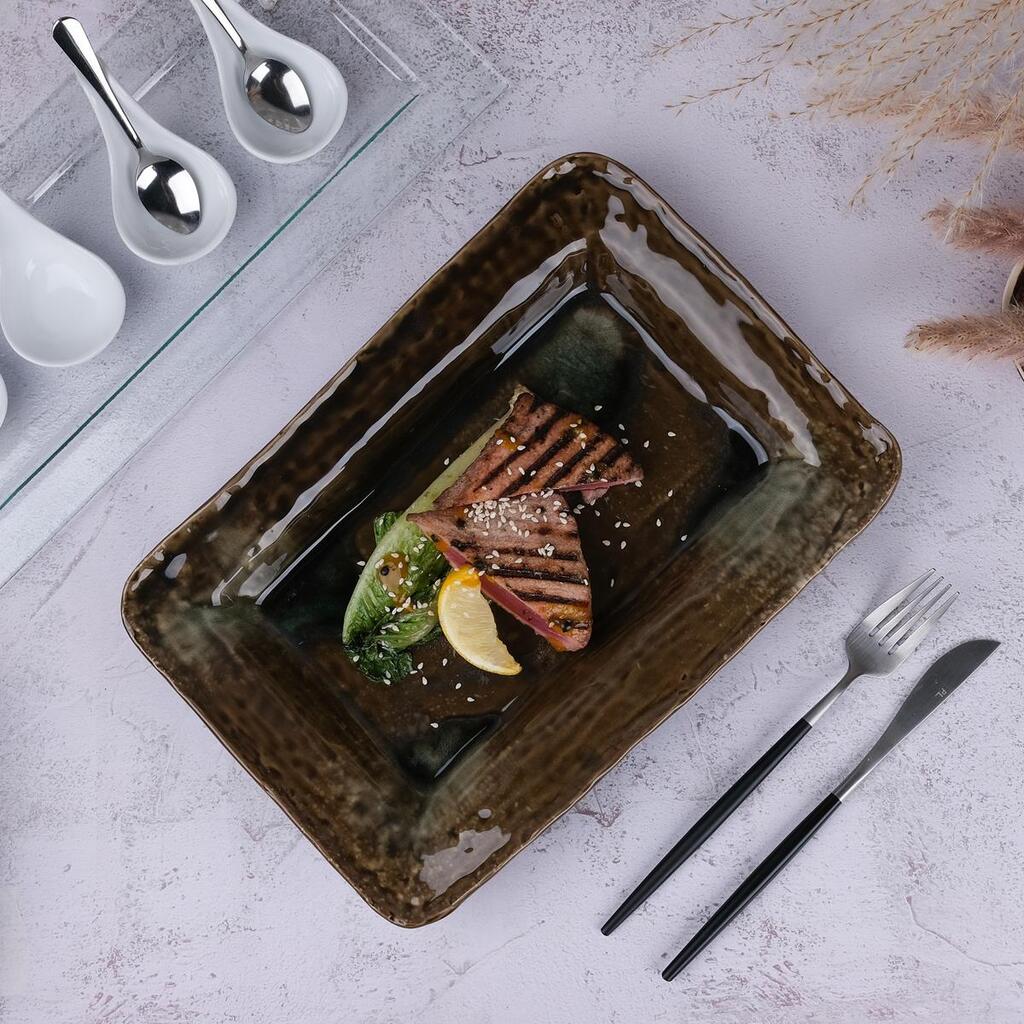 Блюдо прямоугольное Dark Brown Frutti di Mare 310*215 мм h48 мм P.L. Proff Cuisine B240130531-2406B