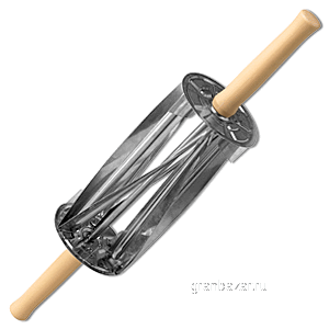 Скалка-нож д/круассанов; сталь нерж.,пластик; D=8,H=11,L=46/21,B=11см; бежев.,металлич. MATFER 141002