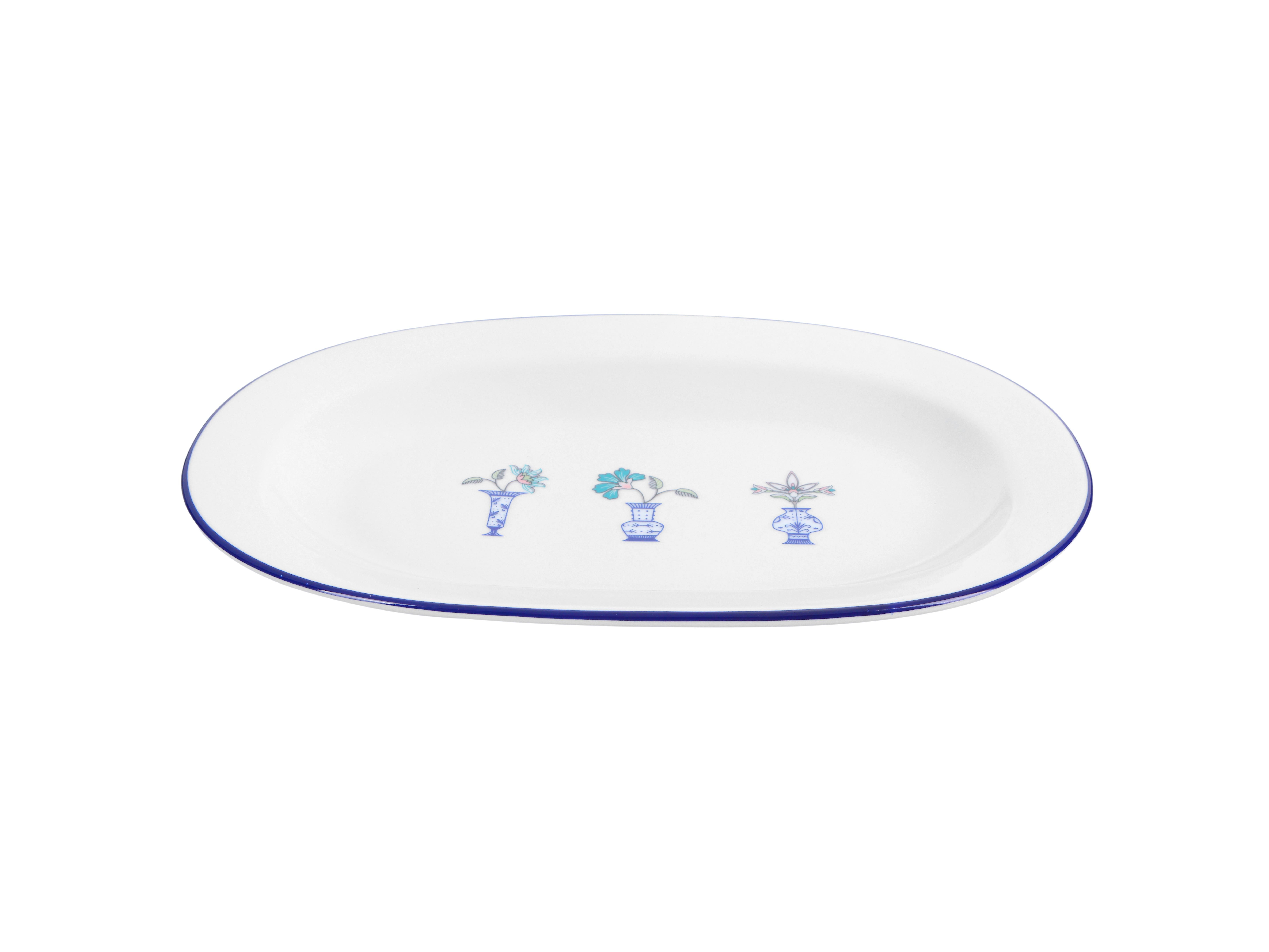 Блюдо овальное Vaso Piccolo 250 мм, кант синий, Porland DS11