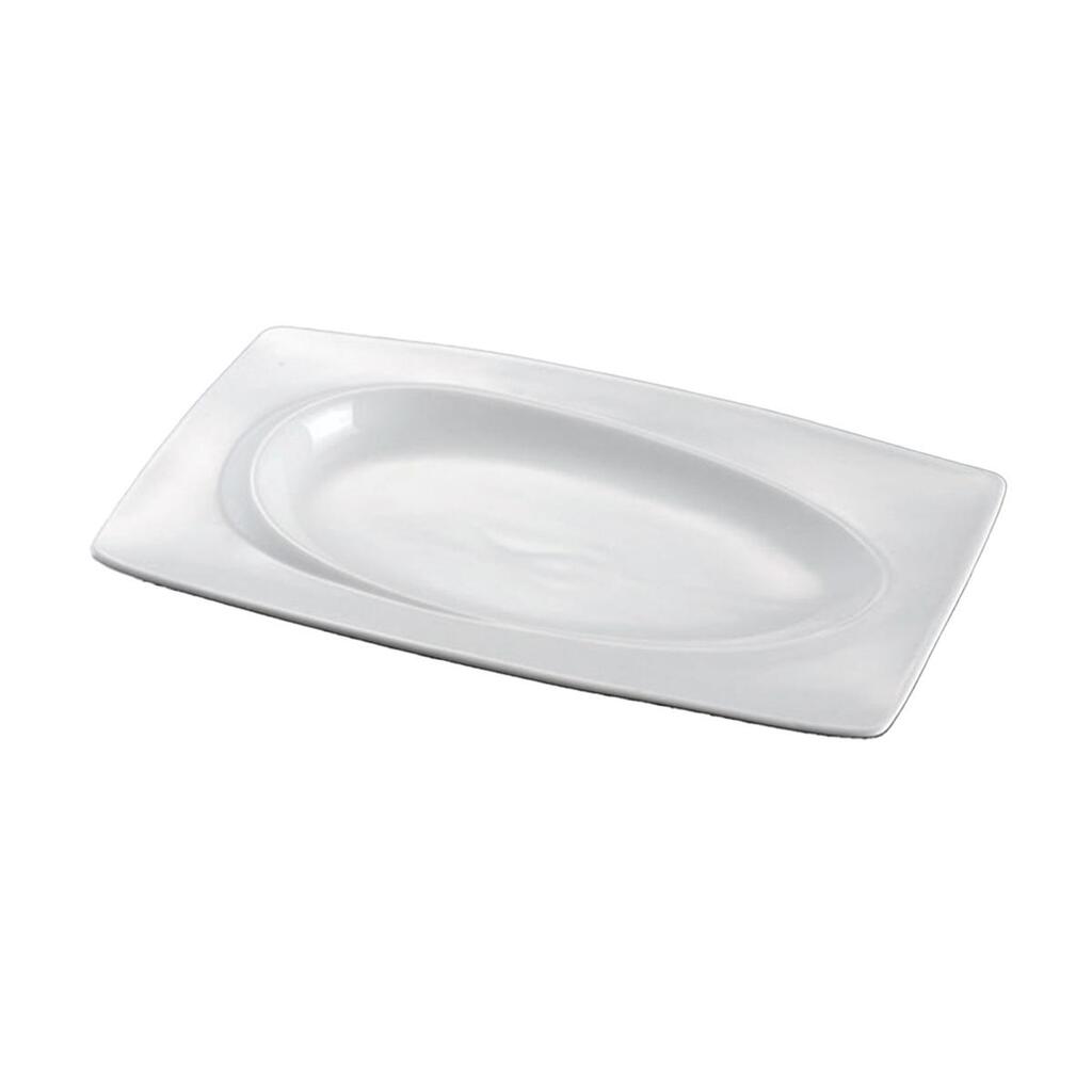 Блюдо прямоугольное Asymmetry White 202х124 мм h19 мм с бортом белое фарфор P.L.Proff Cuisine [6] F1087-8