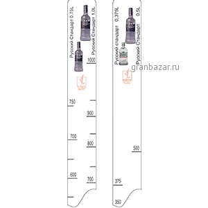 Линейка «Русский С-т 0.375,0.5,0.75,1л» пластик; L=28,B=2см; белый STEK 1001