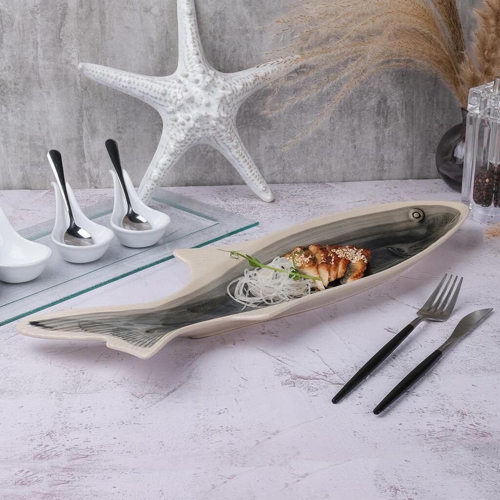 Блюдо овальное Рыба Gray Fish Frutti di Mare 470х150 мм h35 мм P.L. Proff Cuisine QB23085002