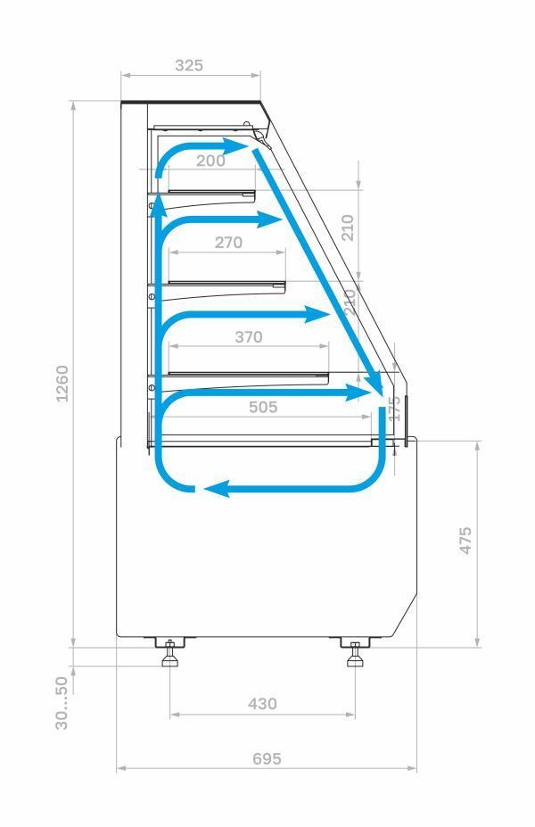 Витрина холодильная кондитерская Полюс KC70 VM 1,3-2 STANDARD версия 2.0 (9005-0109) открытая
