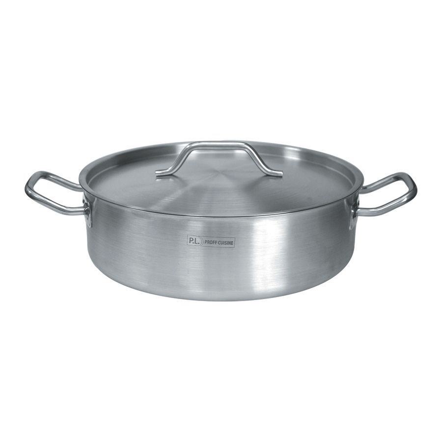 Кастрюля низкая с крышкой 5 л, 240х110 мм, индукция, сталь, P.L. Proff Cuisine CB-122405