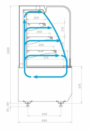 Витрина холодильная кондитерская Полюс KR70 VM 0,9-2 STANDARD 9005-0109 открытая
