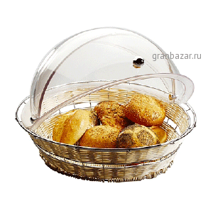 Корзина плетен.д/хлеба без крышки; пластик,сталь; D=40.4,H=12.4см; св.корич.,металлич. APS 40149