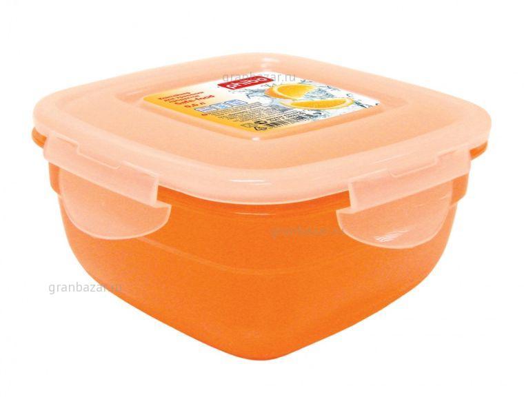 Контейнер для пищ. продуктов квадр. 0,6 л 13*13*7см п/п оранжевый /30/ Restola 431157208
