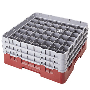 Кассета д/бокалов (49ячеек); H=17.4см; серый,красный Cambro 49S638