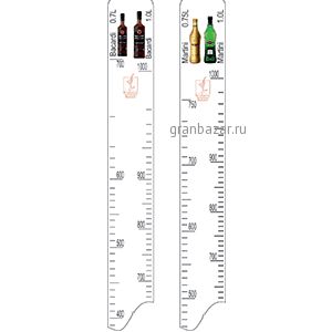 Линейка «Мартини0.75,1л Бакарди0.75,1л»; пластик; L=28,B=2см; белый STEK 2006