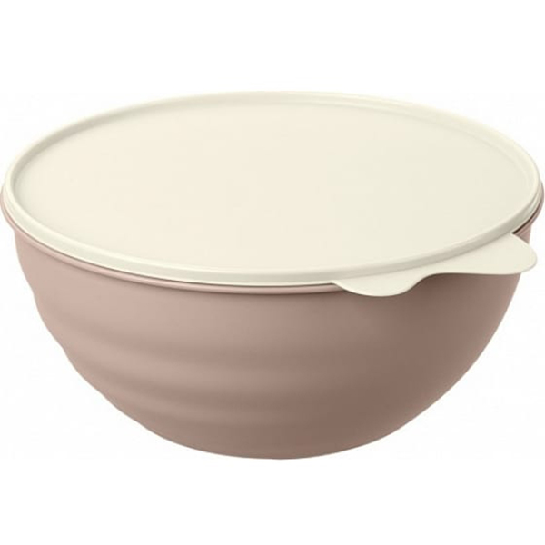 Миска с крышкой полипроп. 2,8 л D=245, H=105 мм бежев. Restola 431296835