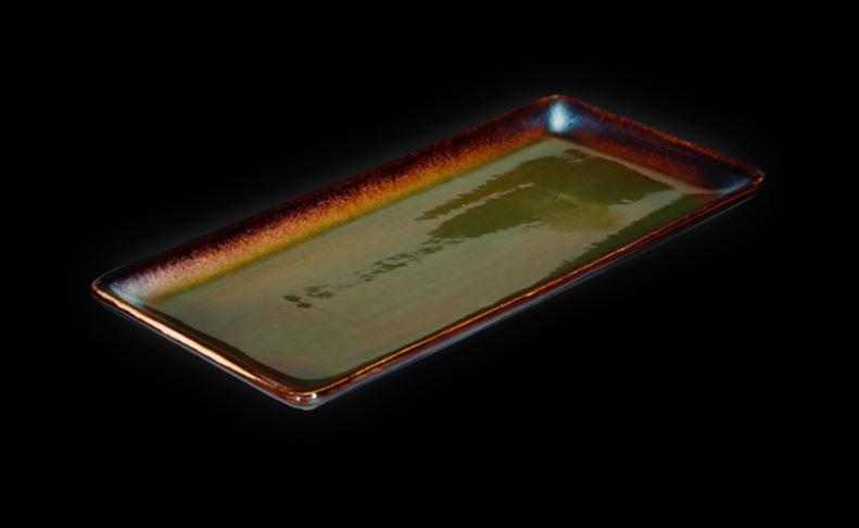 Блюдо прямоугольное Corone Verde 340х162 мм синий+зеленый фарфор