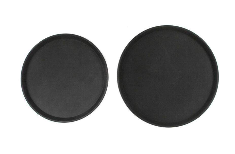 Поднос прорезиненный круглый 400х25 мм черный Luxstahl 1600CT Black