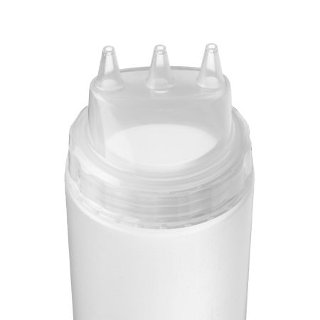 Емкость для соуса 500 мл. d=70 мм. h=200 мм. 3 носика, широкая прозрачная Gastroplast /1/48/