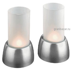 Подсвечник (2шт); сплав цинк.,стекло; D=75,H=125мм; металлич.,матовый APS 3016
