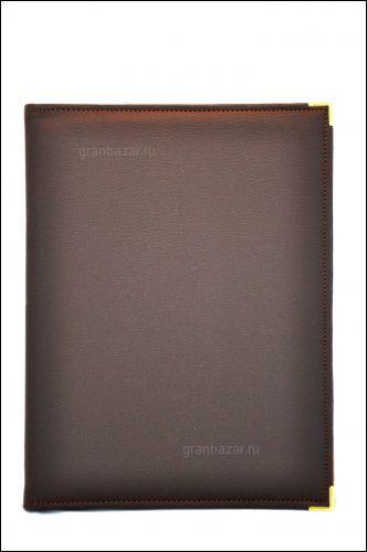 Папка-меню 32,5x24 кож.зам.-шелк корич. съемные файлы