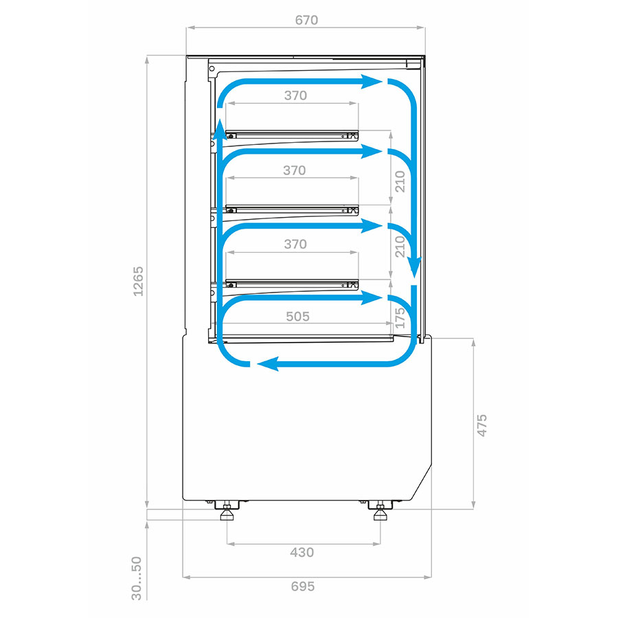 Витрина холодильная кондитерская Полюс KC70 VM 1,3-1 LIGHT версия 2.0 (9005-0109)