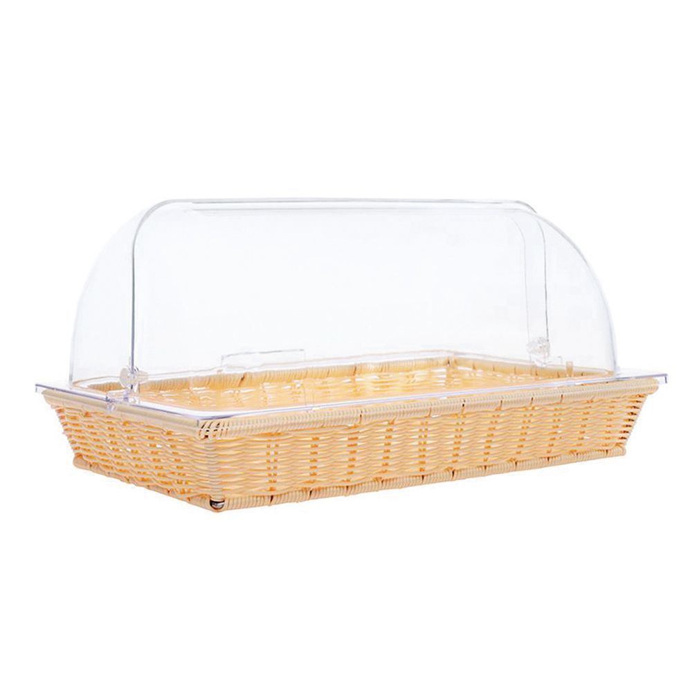 Корзина для хлеба и выкладки 415х280 мм h65 мм с откидной Roll-top крышкой ротанг Sunnex CX4078