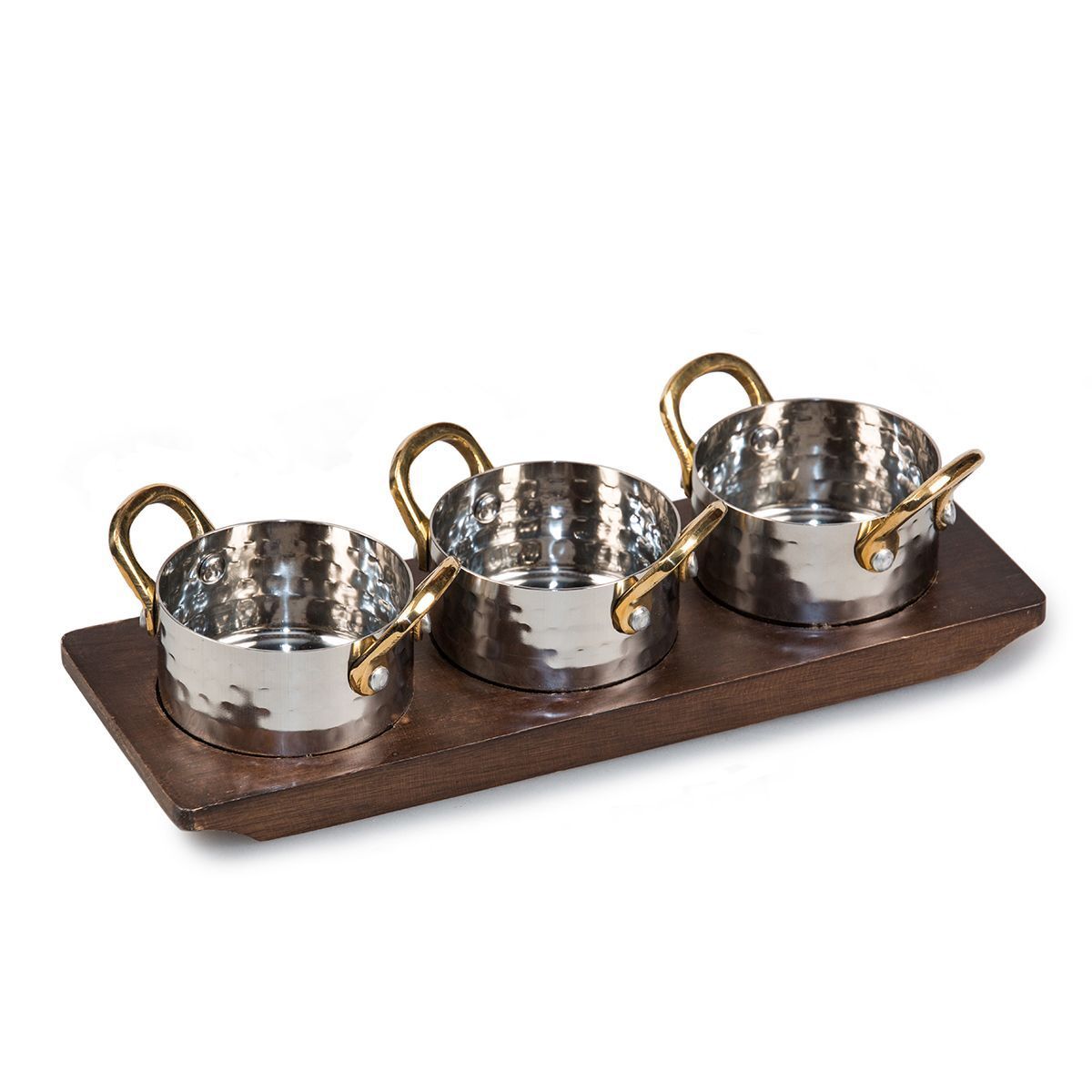 Сет сервировочный (дерев.подставка + 3 кастрюльки по 140 мл), P.L. Proff Cuisine SG-82735(A)