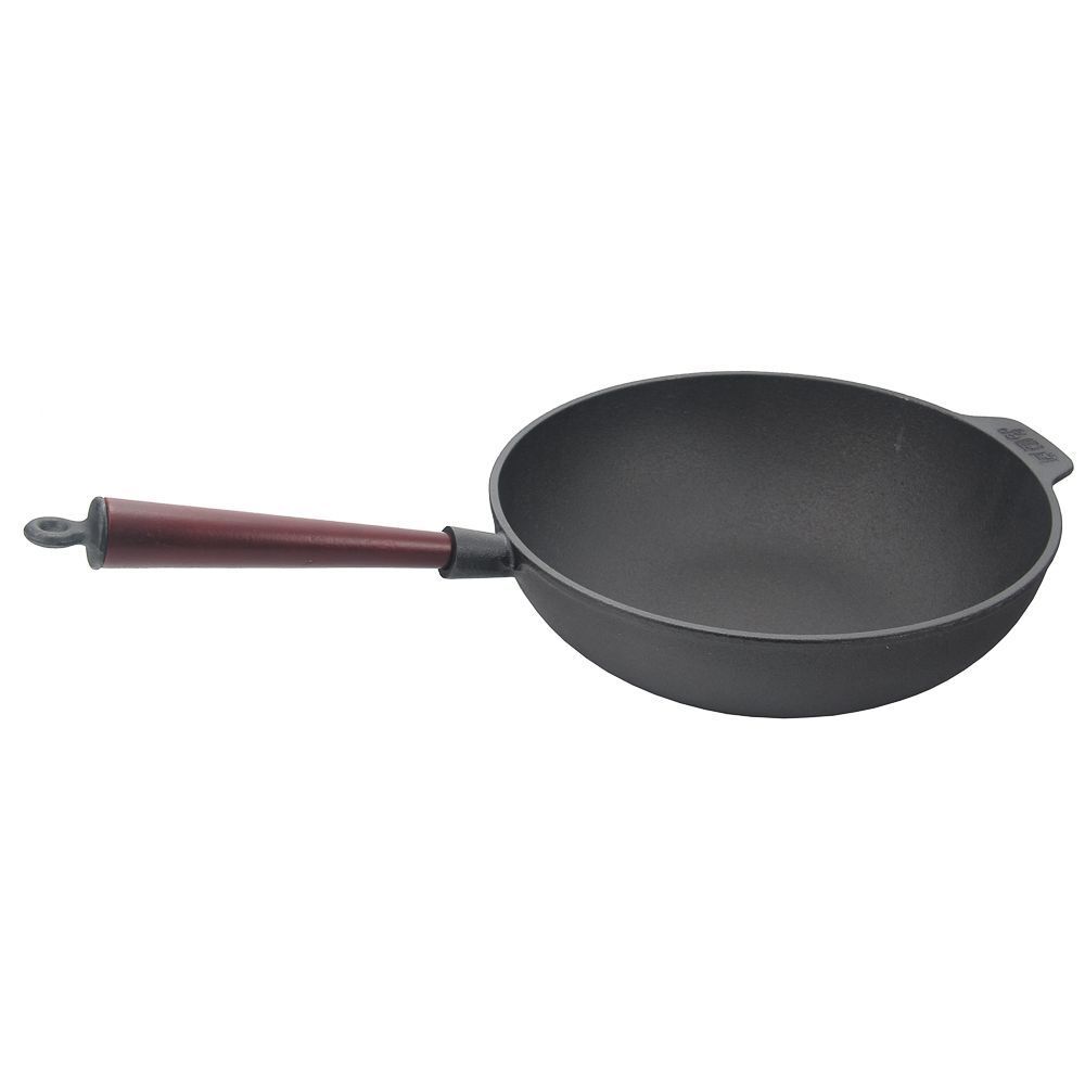Сковорода Вок с деревянной ручкой 300 мм, чугун, P.L. Proff Cuisine HE800 / 12800