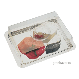 Поднос д/сыра с крыш.; пластик,сталь; H=7,L=25,B=19см; прозр.,металлич. APS 67