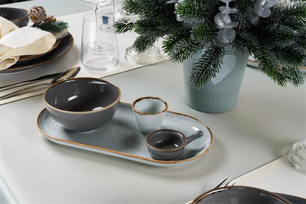 Блюдо Seasons DARK GREY овальное 300х150 мм фарфор Porland 118130 темно-серый