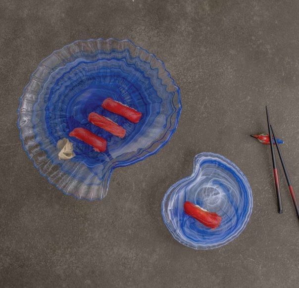 Тарелка Seasnail 180x172 мм h 24 мм, стекло, цвет / декор сине-белый ArdaCam