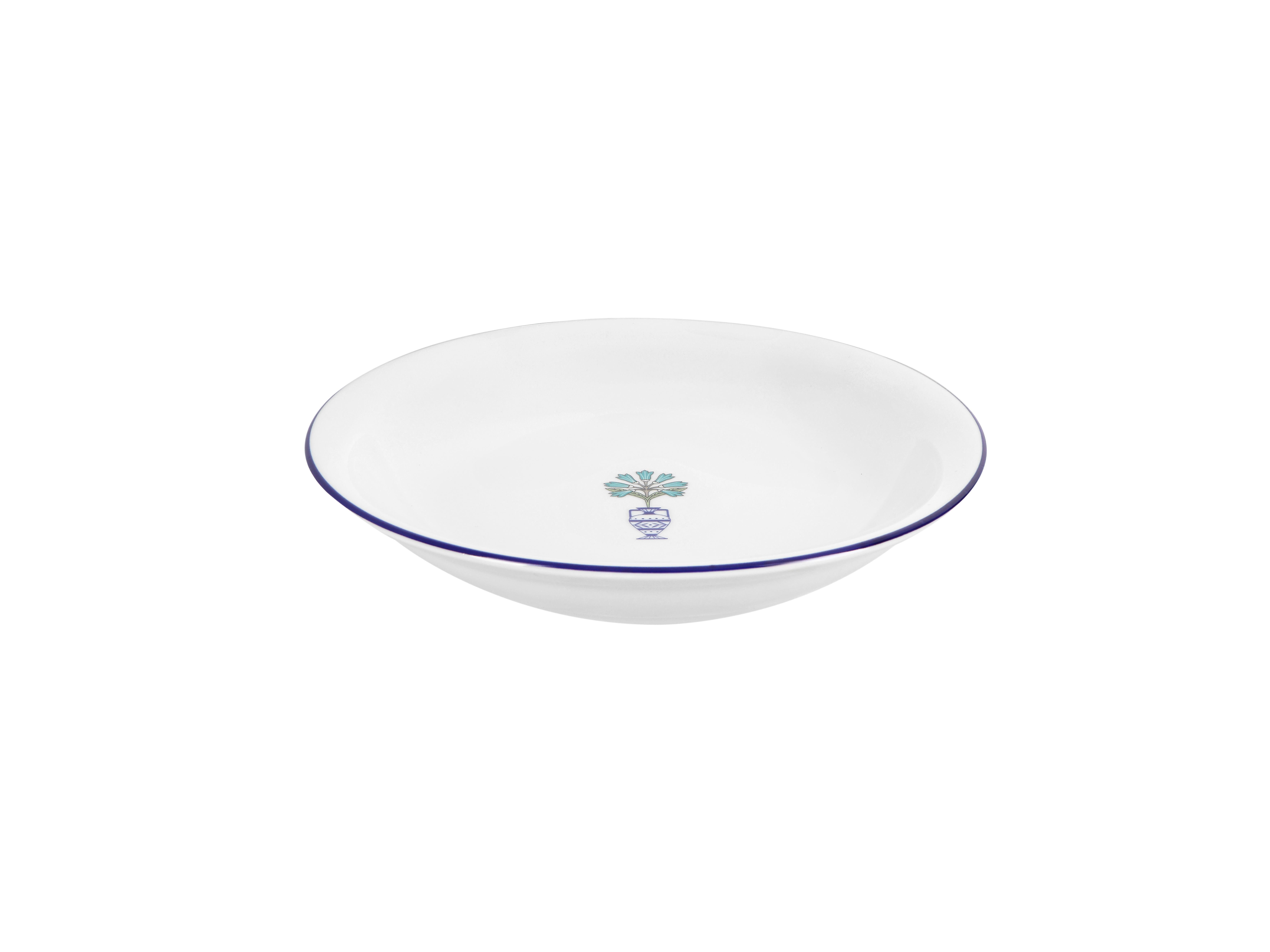 Тарелка глубокая Vaso Piccolo 210 мм, кант синий, Porland DS13